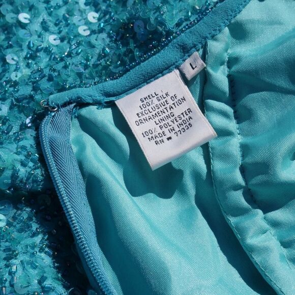 Vintage 90s Scala silk beaded evening maxi dress - Picture 3 of 10